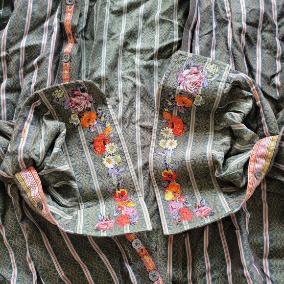RARE Robert Graham Button Down Floral Embroidery Long Sleeve Dress Shirt 2XL XXL - Picture 1 of 16